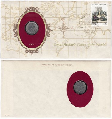 купить Серия «Великие исторические монеты мира» - Италия 20 чентезимо 1940 (монета и 1 марка в конверте)