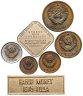 Купить Набор монет СССР 1975 года 1, 2, 3, 5 и 10 копеек (5 монет, жетон ЛМД и шильдик)