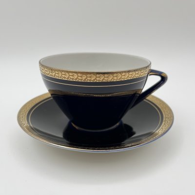 купить Пара кофейная, фарфор, крытье кобальтом, золочение, Ленинградский фарфоровый завод (ЛФЗ), СССР, 1970-1990 гг.