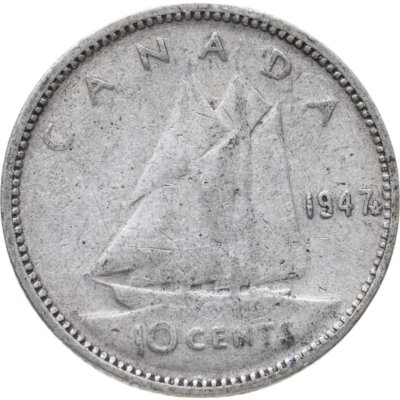 купить Канада 10 центов (cents) 1947 Знак монетного двора: "Кленовый лист"