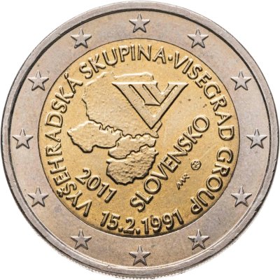 купить Словакия 2 евро 2011 "20 лет формирования Вишеградской группы"