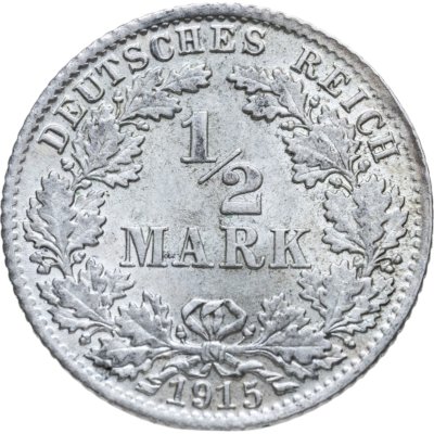 купить Германия 1/2 марки (mark) 1915 Знак монетного двора: "D" - Мюнхен
