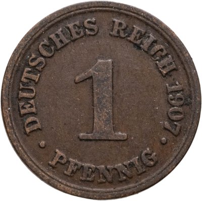 купить Германия 1 пфенниг 1907, знак монетного двора: "D" - Мюнхен