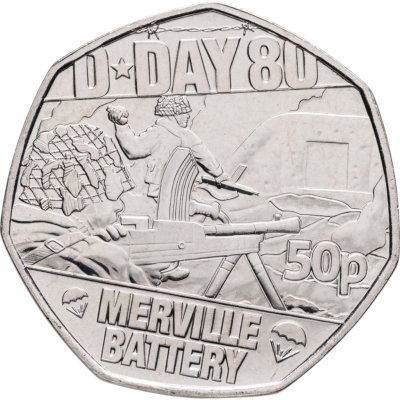 купить Джерси 50 пенсов 2024 « 80 лет высадке союзников в Нормандии (D-Day). Батарея Мервилла (Merville Battery)»