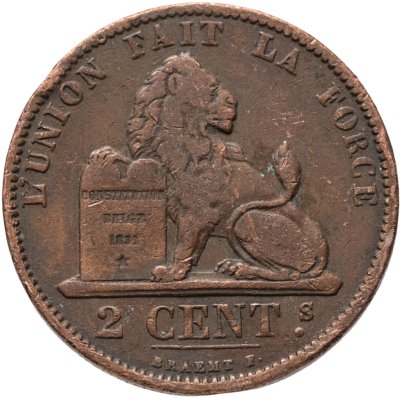 купить Бельгия 2 сантима 1875