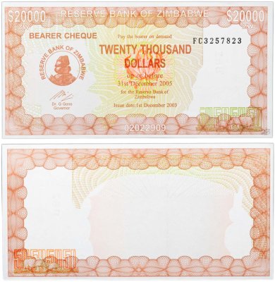 купить Зимбабве 20000 долларов 2003 (2005)