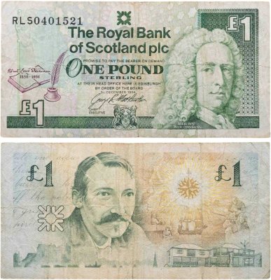 купить Шотландия 1 фунт 1994 год Юбилейная 100-летию смерти Роберта Льюиса Стивенсона