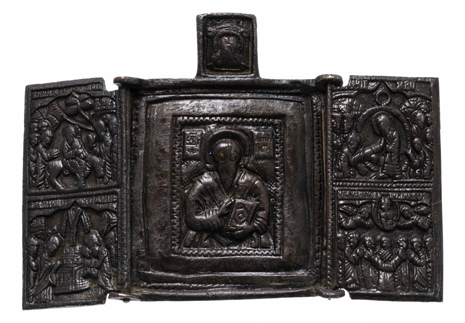 купить Складень  "Священномученик Антипа", бронза, Российская Империя, 1800-1900 гг.