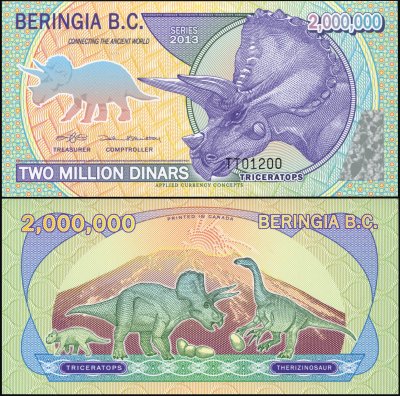 купить Берингия 2000000 динаров 2013 [Пластик Pick NL] "Банкнота выпущена специально для коллекционеров и не является официальной денежной единицей."