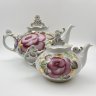 Купить Набор из 2-х чайников (доливной и заварочный) с цветочным декором, фарфор, роспись, золочение, Ленинградский опытный завод (ЛОЗ), СССР, 1984-1991 гг.