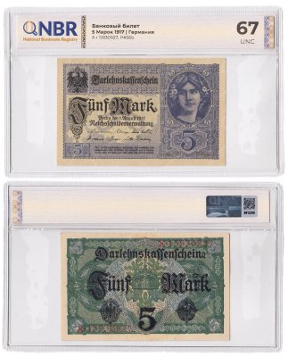 купить Германия 5 марок 1917 в слабе NBR UNC67