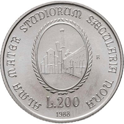 купить Италия 200 лир 1988 "900 лет Болонскому университету"