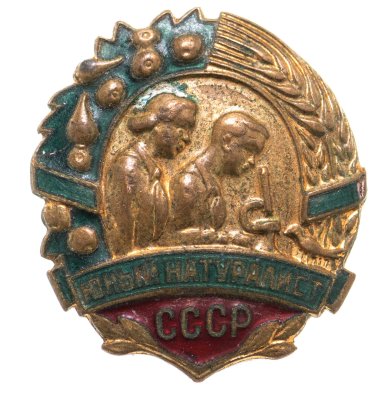 купить Знак "Юный натуралист СССР", томпак, эмаль, булавка. СССР, ММД, 1960-1970 гг.