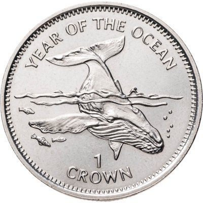 купить Остров Мэн 1 крона (crown) 1998 "Год океанов (горбатый кит)"