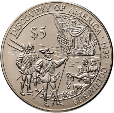 купить Либерия 5 долларов (dollars) 2000 "Открытие Америки - Колумб"