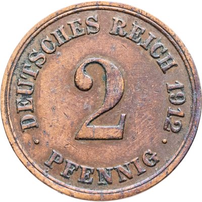 купить Германия 2 пфеннига (pfennig) 1912 E знак монетного двора: "E" - Мульденхюттен