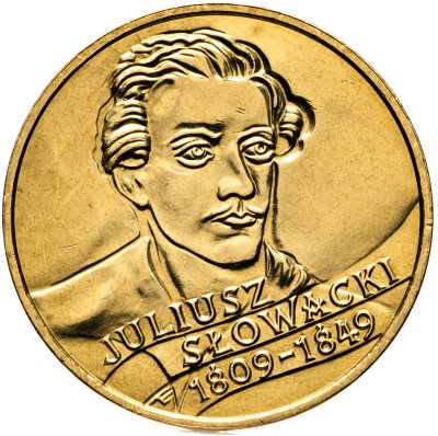 купить Польша 2 злотых (zlote) 1999 "150 лет со дня смерти поэта Юлиуша Словацкого"