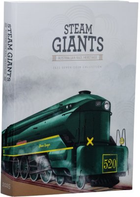 купить Австралия 50 центов 2025 набор из 7 монет «Австралийские железные дороги Паровозы - гиганты пара Поезд» в оригинальной упаковке