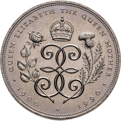 купить Великобритания 5 фунтов (pounds) 1990 "90 лет со дня рождения Королевы - Матери"