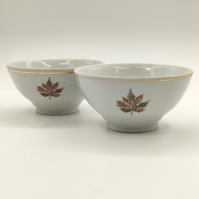 купить Пара салатников с декором в виде кленовых листьев, фарфор, деколь, золочение, Jome, Czechoslovakia, Чехословакия, 1960-1980 гг.