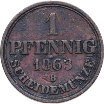 купить Германия, Королевство Ганновер 1 пфенниг 1863 В