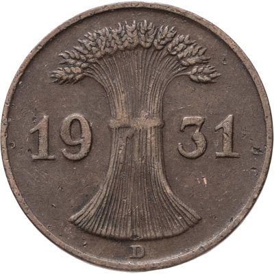 купить Германия 1 пфенниг (рейхспфенниг) 1924-1936, случайный год, случайный знак монетного двора