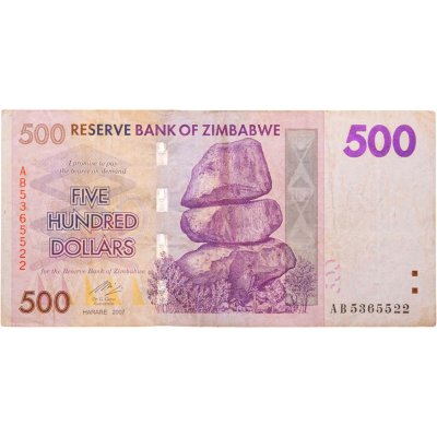 купить Зимбабве 500 долларов 2007