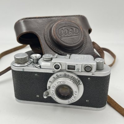 купить Фотоаппарат "ФЭД" в оригинальном кофре, металл, пластик, стекло, кожа, Харьковский машиностроительный завод им. Дзержинского (ФЭД), СССР, 1945-1955 гг.