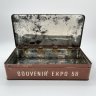 Купить Коробка металлическая "Souvenir Expo 58", металл, деколь, крашение, Бельгия, 1958 г.