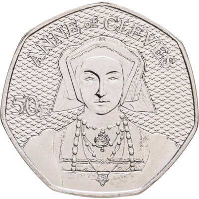 купить Гернси 50 пенсов 2024 «Король Генрих VIII и его жены - Анна Клевская»