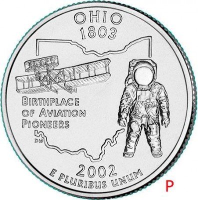 Купить США 25 центов (квотер) 2002 P — штат Огайо