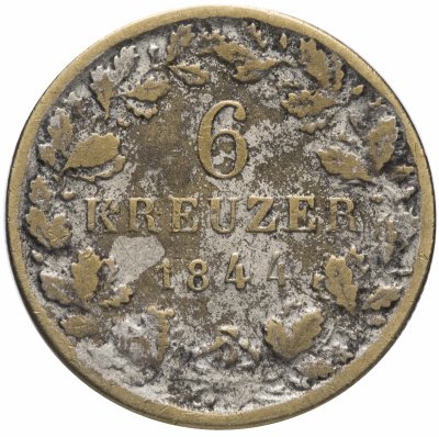 купить Германия (Вюртемберг) 6 крейцеров 1844