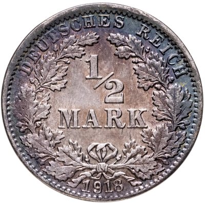купить Германия 1/2 марки (mark) 1918 "J"