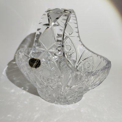 купить Ваза в форме корзины, хрусталь, алмазная грань, Bohemia Crystal (Bohemia Glass), Чехословакия, 1970-1991 гг.