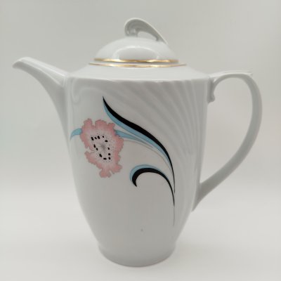 купить Чайник (кофейник), украшенный цветочным декором, фарфор, деколь, золочение, Cluj-Napoca Porcelain, Румыния, 1970-1990 гг.