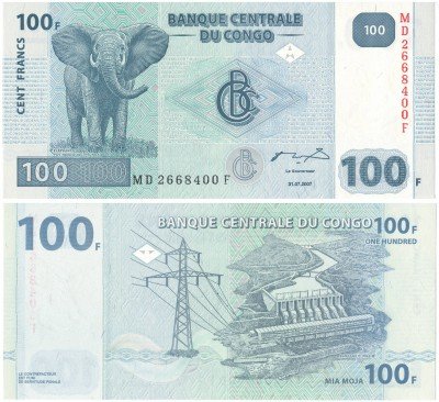 Купить Конго 100 франков 2007