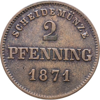 купить Германия, Бавария 2 пфеннига 1871