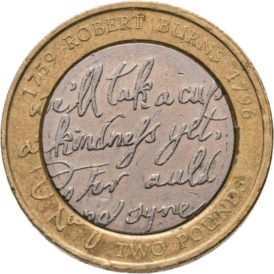 купить Великобритания 2 фунта (pounds) 2009 "250 лет со дня рождения Роберта Бёрнса"
