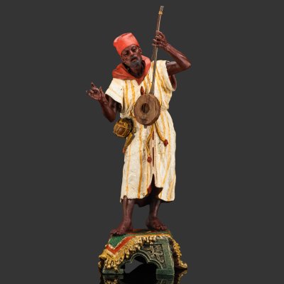 купить Скульптурная композиция "Бедуин-музыкант", автор Franz Bergmann, металл, крашение, Западная Европа, 1950-1980 гг.