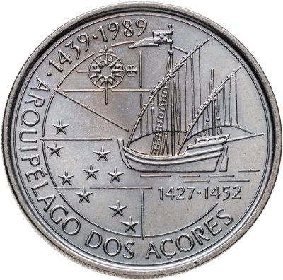 купить Португалия 100 эскудо 1989 "450-летие открытия Азорских островов в 1439 году"