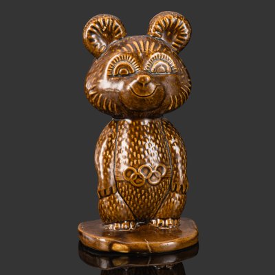 купить [Редкая форма] Статуэтка "Олимпийский мишка", керамика, полива, СССР, 1980 г.