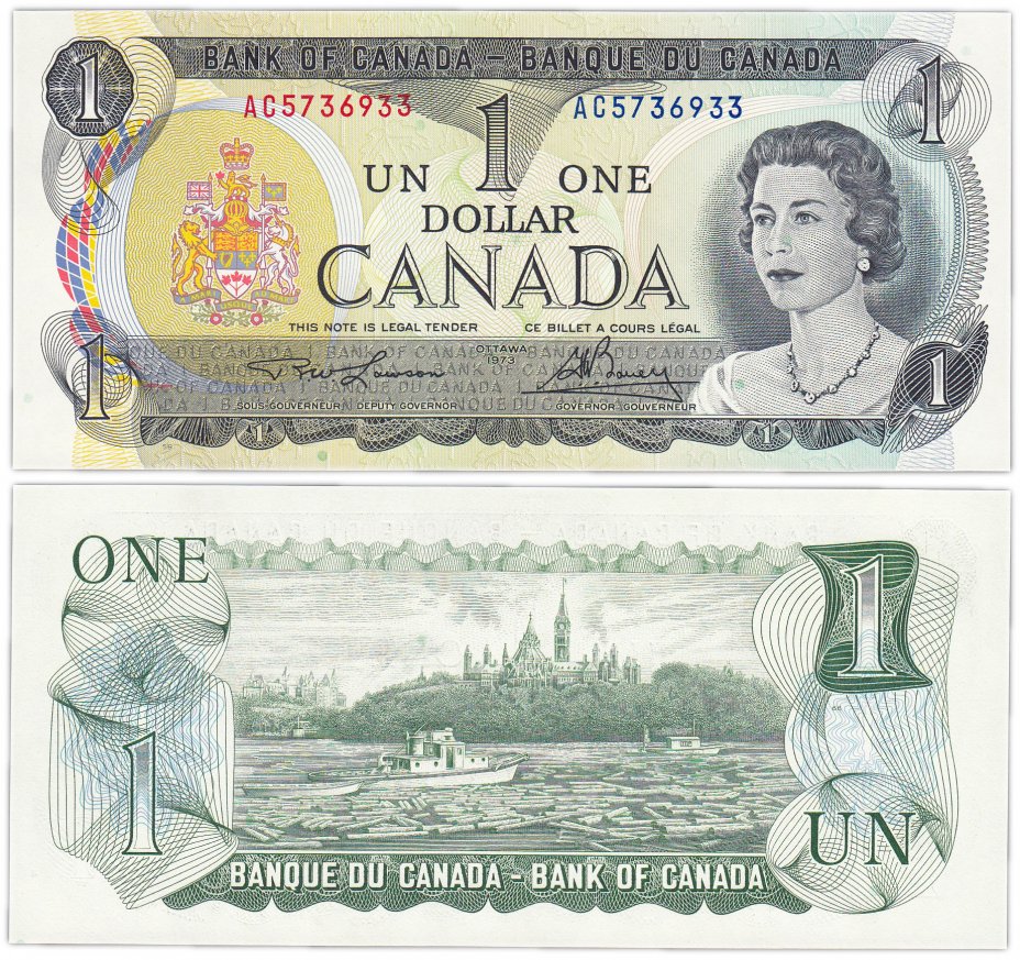 купить Канада 1 доллар 1973 (Pick 85a) Подпись Lawson & Bouey