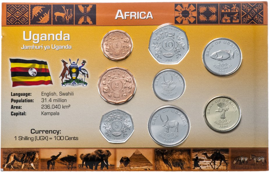 купить Уганда набор монет 1987-2008 (8 монет в буклете)