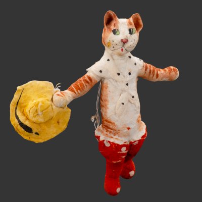 купить Игрушка ёлочная "Кот в сапогах", Артель "Ёлочная игрушка" г. Москва, вата, роспись, СССР, 1930-1940 гг.