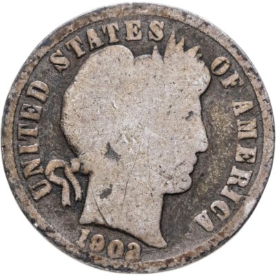 купить США 10 центов (дайм, one dime) 1902 Barber Dime Без отметки монетного двора