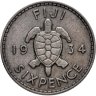 Купить Фиджи 6 пенсов 1934 (Георг V) "Черепаха"