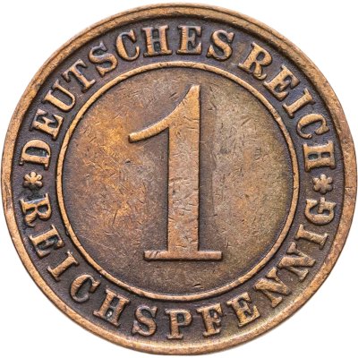 купить Германия 1 рейхспфенниг (reichspfennig) 1924 J знак монетного двора "J" — Гамбург