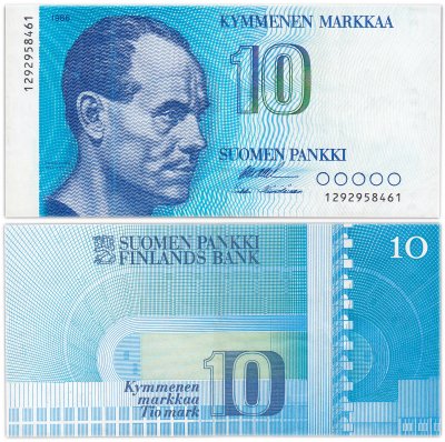 купить Финляндия 10 марок 1986 (Pick 113a)