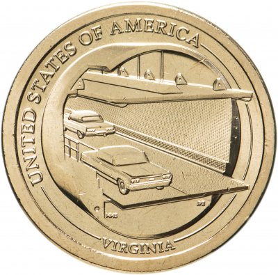 купить США 1 доллар 2021 Американские инновации - Мост-тоннель через Чесапикский залив