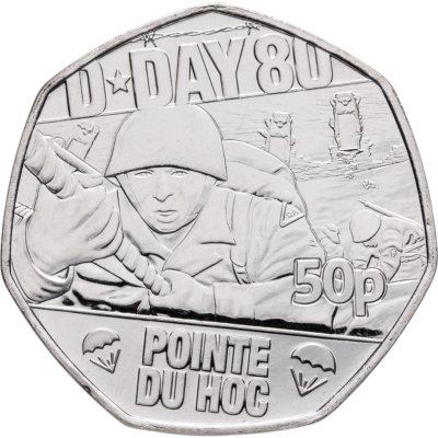 купить Джерси 50 пенсов 2024 « 80 лет высадке союзников в Нормандии (D-Day). Штурм сектора Pointe du Hoc»